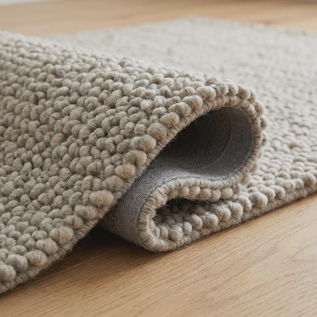 Chunky Wool Rug, Handwoven Pebble Texture Rug, Neutral Ivory Area Rug ...