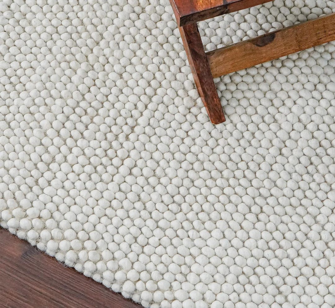 Wool Looped Rug Chunky Looped Fluffy Ivory Wool Rug, Soft Scandinavian Decor Indoor ...