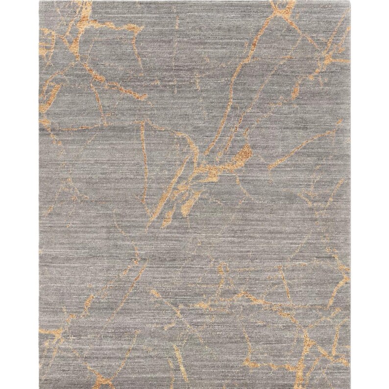 Lakshmi Hand Knotted Wool Jute Rug, Neutral Grey Modern Rug, Abstract ...