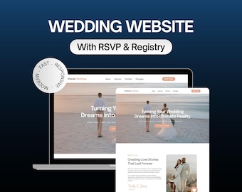 Custom Wedding Website | 5 Templates to Choose | Live Link | Trackable RSVP & Registry | No Hosting Fees