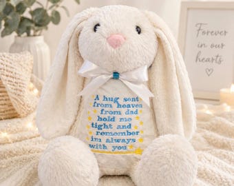 Lapin commémoratif personnalisé | Câlin du paradis de papa lapin | Cadeau de deuil | Nounours Sympathy | Lapin souvenir | Souvenir commémoratif
