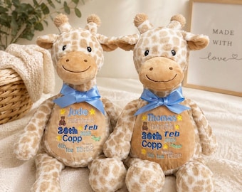 Orsacchiotto di peluche grande personalizzato, con messaggio personalizzato ricamato, regalo di compleanno o battesimo per bambini
