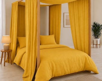 Mustrad Gelb Tüll BALDACHIN Panel. Kundenspezifische Montessori Bettvorhänge in verschiedenen Farben. Boho Baldachin Vorhang Schal. Himmelbett Vorhänge.