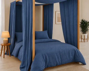 Französische Blaue Tüll Baldachin Vorhänge Panel. Kundenspezifischer Montessori Bettvorhang in verschiedenen Farben. Baldachin Vorhang Schal. Himmelbett Vorhänge. Boho Dekor
