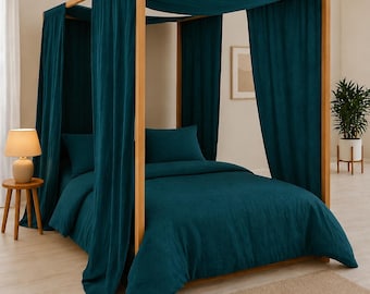 Tiefe Teal Tüll BALDACHIN Panel. Kundenspezifische Montessori Bettvorhänge in verschiedenen Farben. Baldachin Vorhang Schal. Himmelbett Vorhänge. Boho Dekor