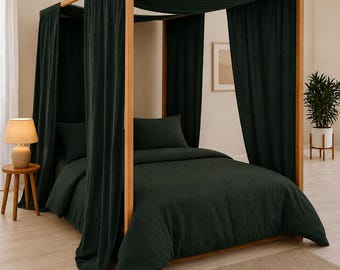 Baldachin Vorhang aus dunkler Fichte. Kundenspezifische Montessori Bettvorhänge in verschiedenen Farben. Boho Baldachin Vorhang Schal. Himmelbett Vorhänge.