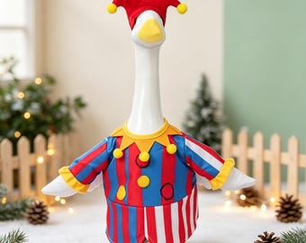 23 Inch Porch Goose Christmas Clown Outfit, Carnival Striped Clothes, Porch Yard Indoor Decor, Holiday Collector Gift- Goose NOT Included