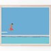 Boy Jumping into Swimming Pool Art Print. Signed. Available Framed or Unframed. 150713.