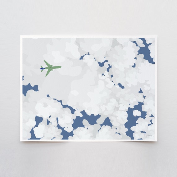 Airplane Overhead Art Print - Signed and Printed by Jorey Hurley - Unframed or Framed - 250204