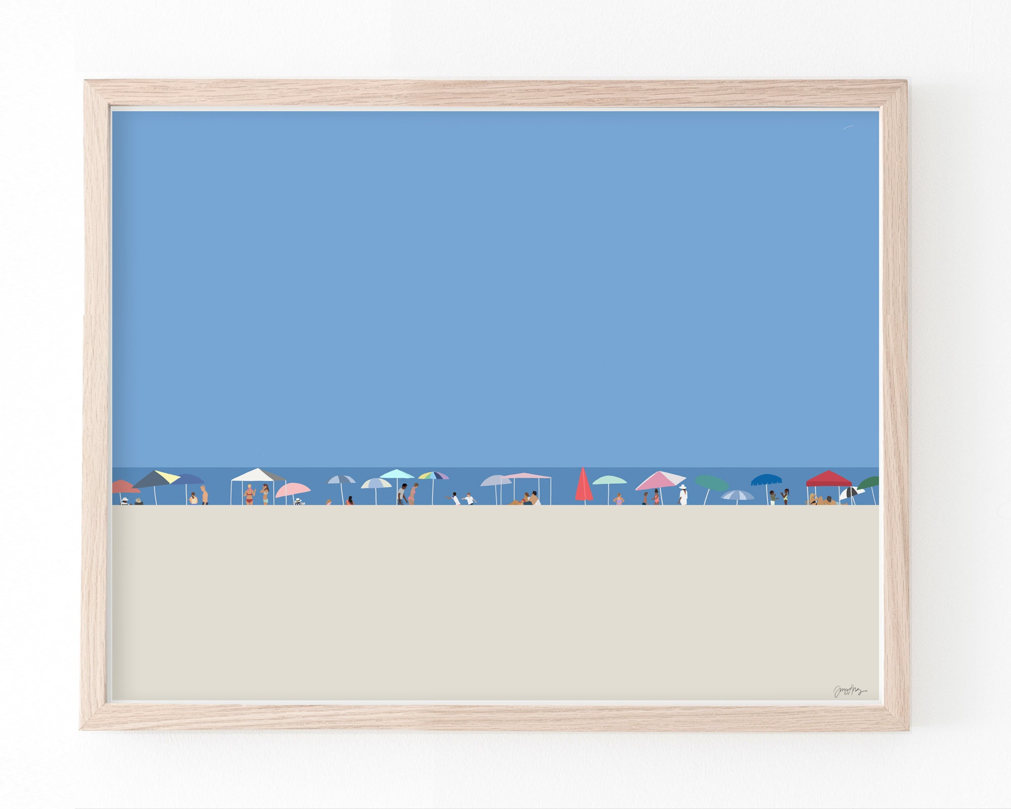 Beach Umbrellas Art Print. Signed. Available Framed or Unframed. 210918.