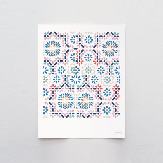 Abstract Tile Pattern Art Print - Signed and Printed by Jorey Hurley - Unframed or Framed - 250914