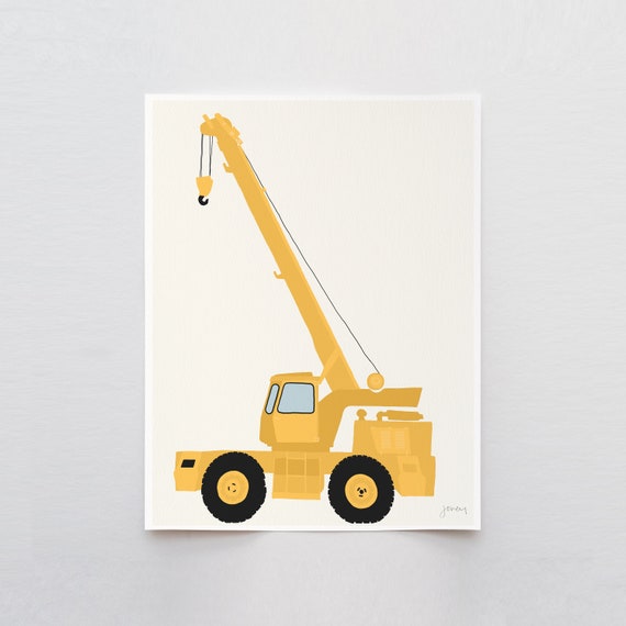 Rough Terrain Crane Art Print - Signed and Printed by Jorey Hurley - Unframed or Framed - 130820