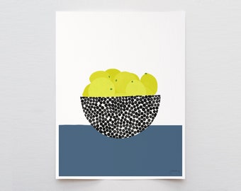 Bowl of Lemons Art Print - Signed and Printed by Jorey Hurley - Unframed or Framed - 200618