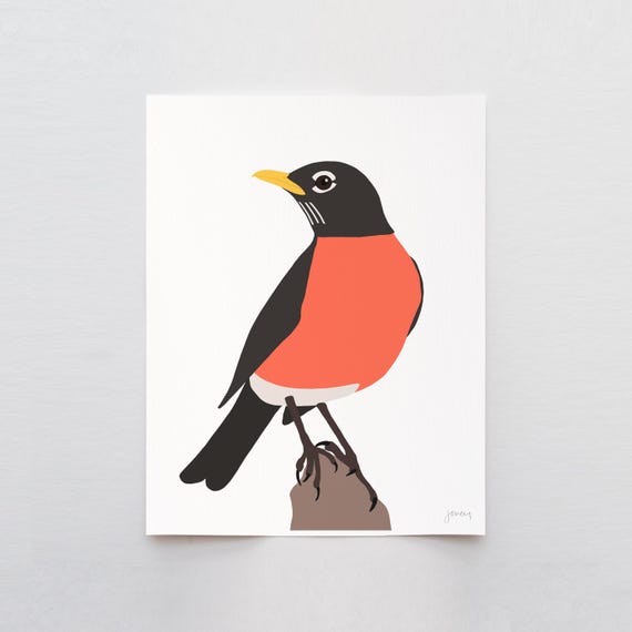 Red Breasted Robin Art Print - Signed and Printed by Jorey Hurley - Unframed or Framed - 241230