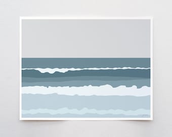 Brechende Wellen, Meereswandbild, signierter Druck von Jorey Hurley