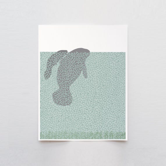 Manatee and Calf Art Print - Signed and Printed by Jorey Hurley - Unframed or Framed - 250122