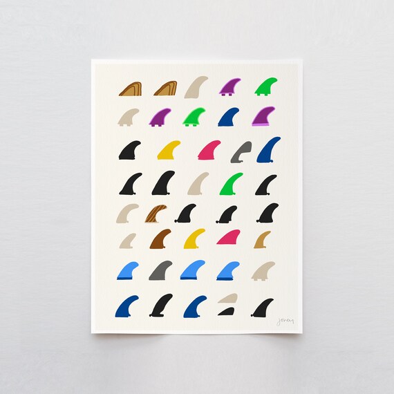 Families of Surfboard Fins Art Print - Signed and Printed by the Artist - Unframed or Framed  - 120305