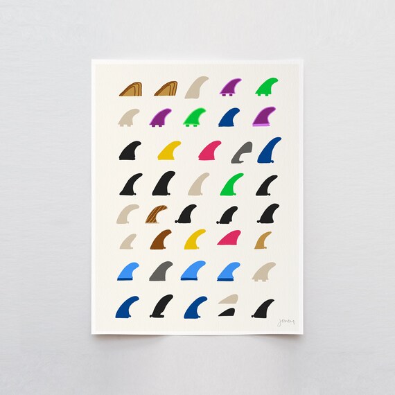 Surfboard Fins Shapes Art Print - Signed and Printed by the Artist - Unframed or Framed  - 120305