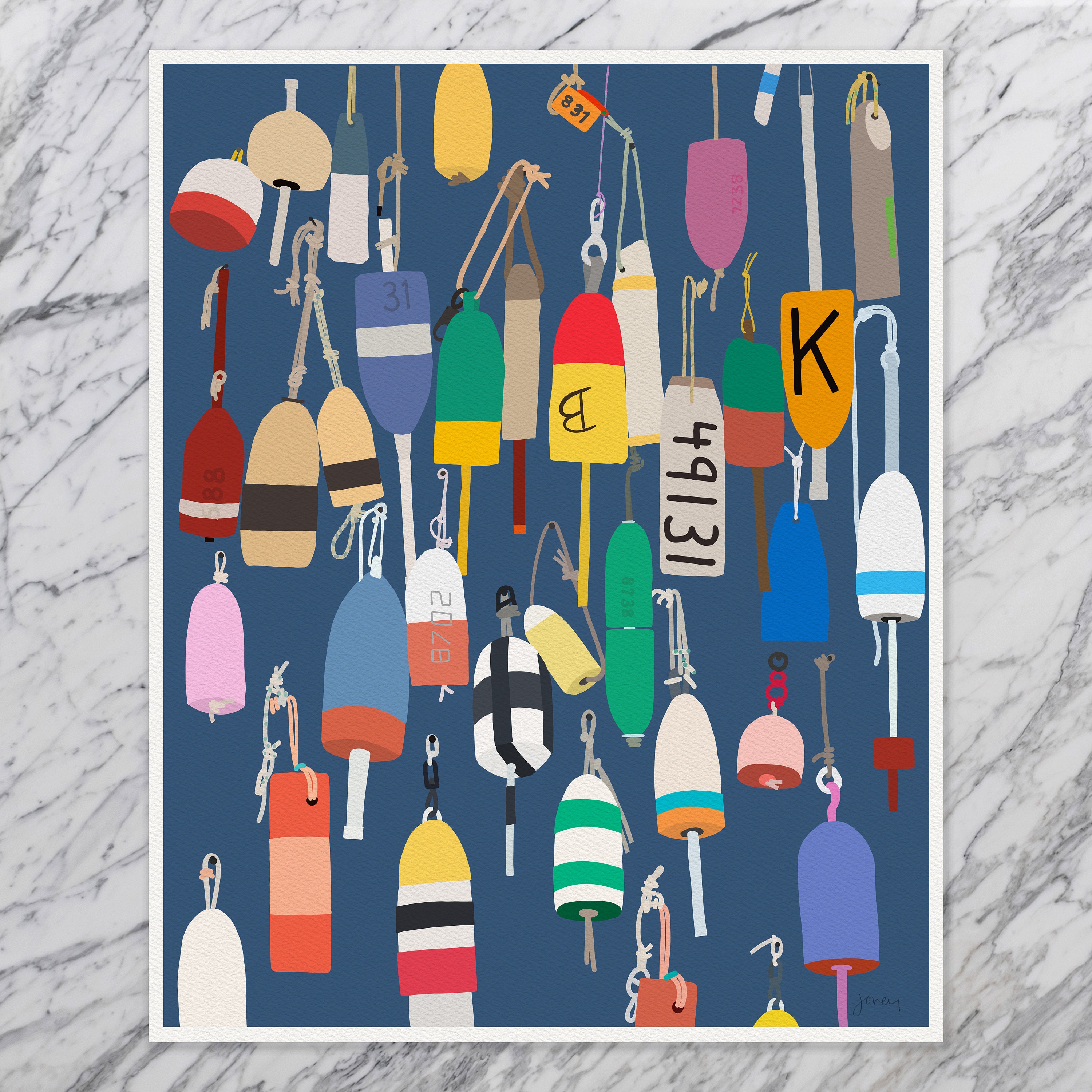 Lobster Buoys Art Print Signed and Printed by Jorey Hurley
