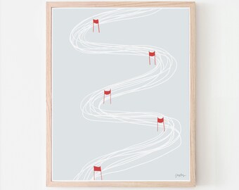 Skiing Print - Signed and Printed by the Artist - Framed or Unframed - Ski Art - 140217.