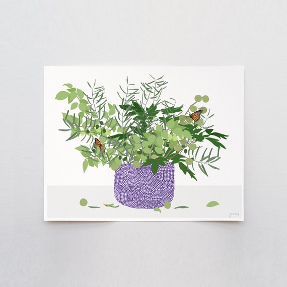Still Life with Butterflies Art Print - Signed and Printed by the Jorey Hurley - Unframed or Framed - 200228