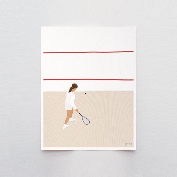 Girl Playing Squash Art Print - Signed and Printed by Jorey Hurley - Unframed or Framed - 240218