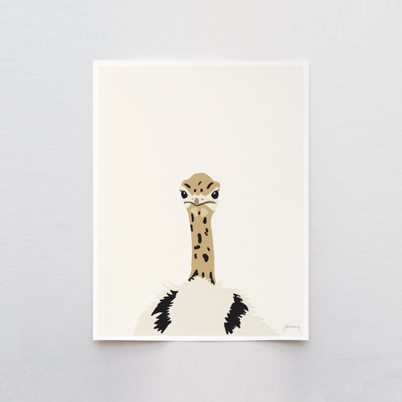 Baby Ostrich Chick Art Print - Signed and Printed by Jorey Hurley - Unframed or Framed - 120603