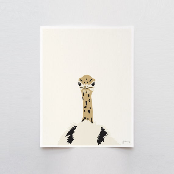 Baby Ostrich Art Print - Signed and Printed by Jorey Hurley - Unframed or Framed - 120603