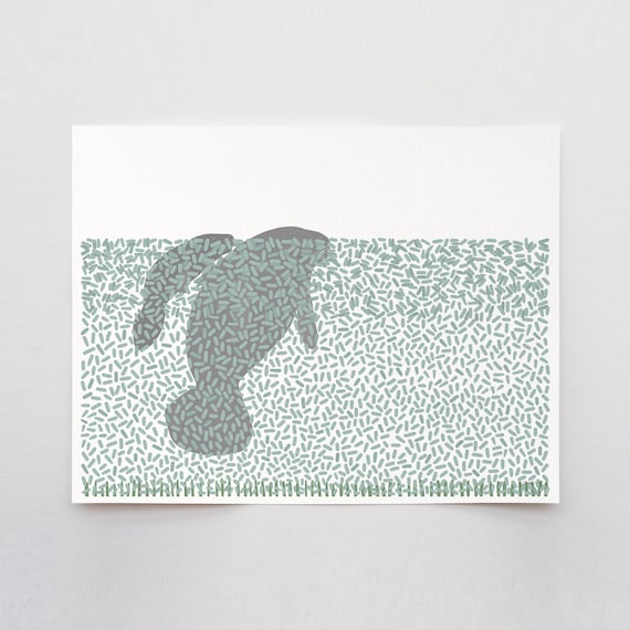 Mother and Calf Manatee Art Print - Signed and Printed by Jorey Hurley - Unframed or Framed - 241222