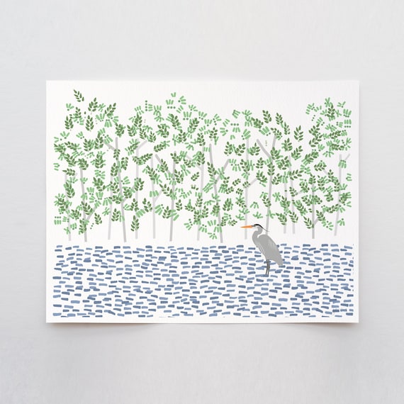 Great Blue Heron and Mangrove Art Print - Signed and Printed by Jorey Hurley - Unframed or Framed - 250403