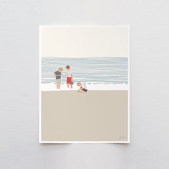 Three Brothers on the Beach Art Print - Signed and Printed by Jorey Hurley - Unframed or Framed - 140619