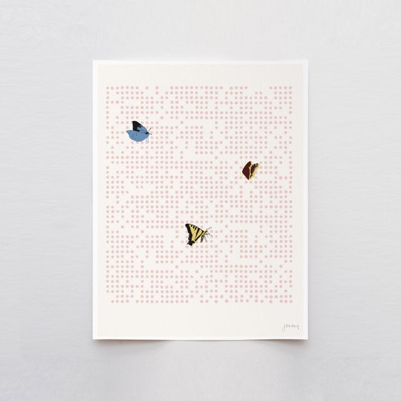 Butterflies with Punched Card Art Print - Signed and Printed by Jorey Hurley - Unframed or Framed - 140402