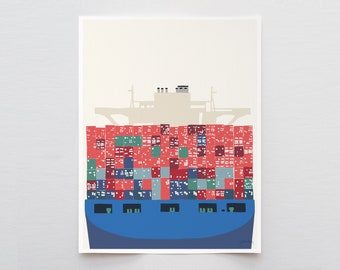 Container Ship Docked Art Print - Signed and Printed by Jorey Hurley - Unframed or Framed - 140121
