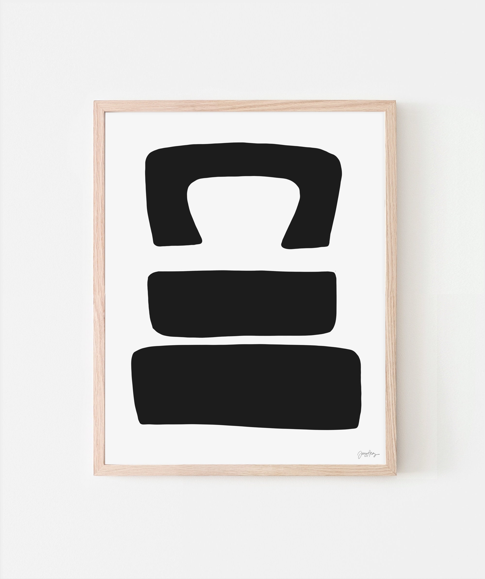 Black and White Abstract Art Print Signed and Printed by the Artist