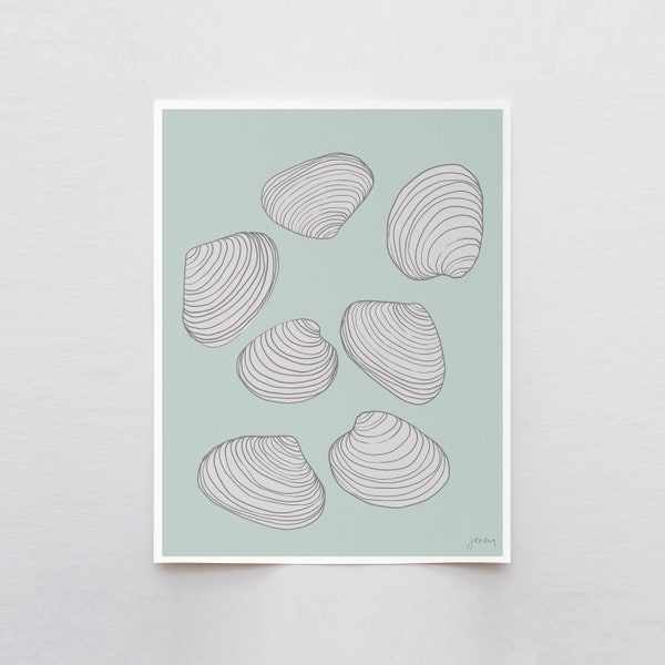 Quahog Clam Shells Art Print - Signed and Printed by Jorey Hurley - Unframed or Framed - 130808