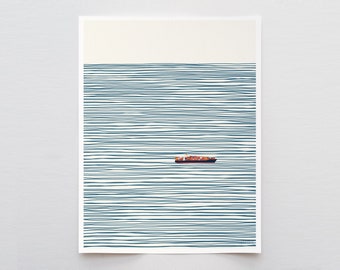 Container Ship on Ocean Art Print - Signed and Printed by Jorey Hurley - Unframed or Framed - 140127