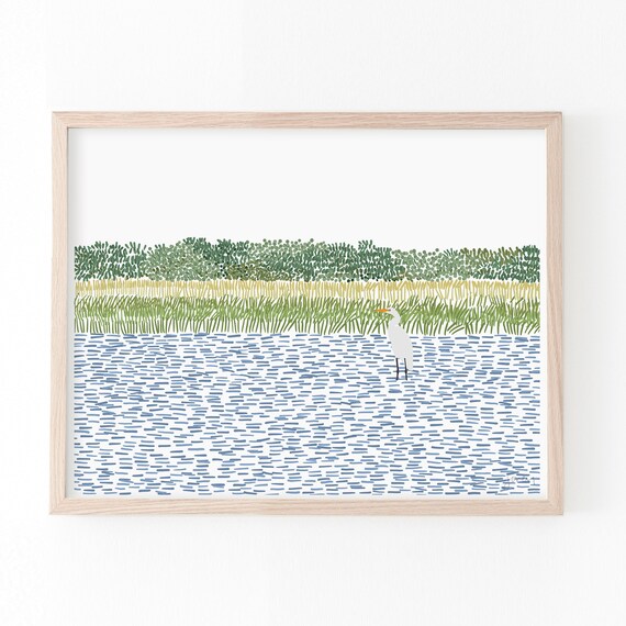 Egret in Wetlands Framed Wall Art - Signed and Printed by the Artist - 210806