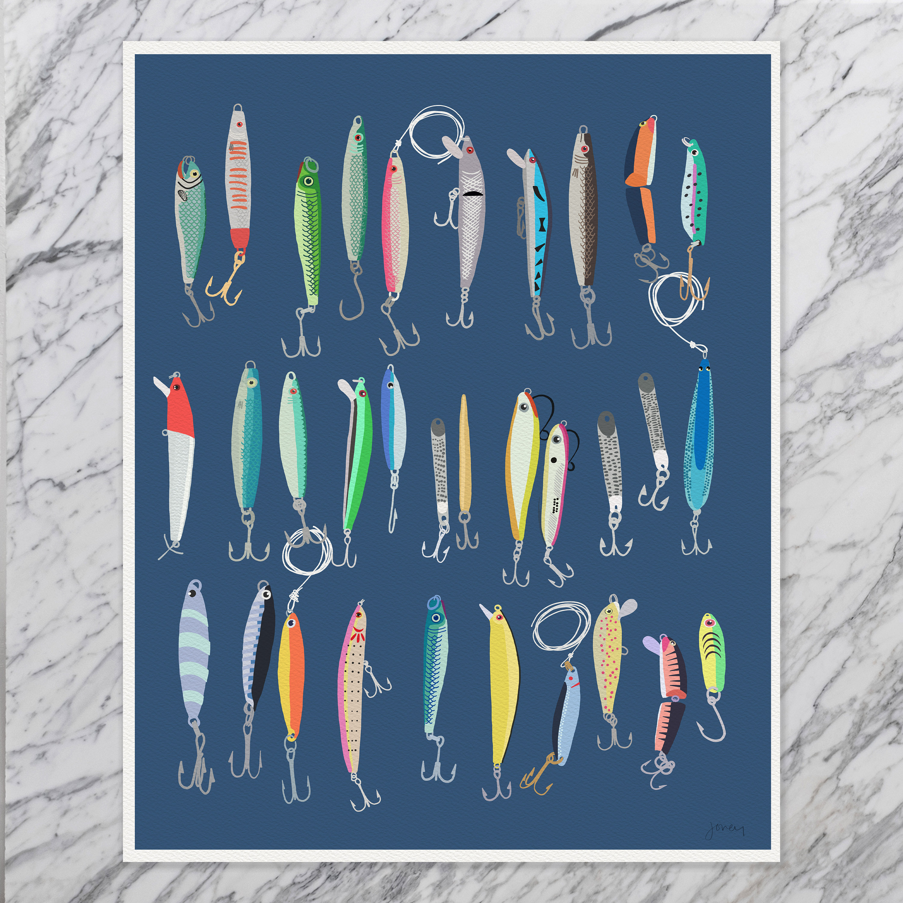 Saltwater Fishing Lures Art Print Signed and Printed by the Artist