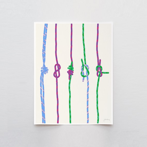 Rock Climbing Knots Art Print - Signed and Printed by Jorey Hurley  - Framed or Unframed - 120306