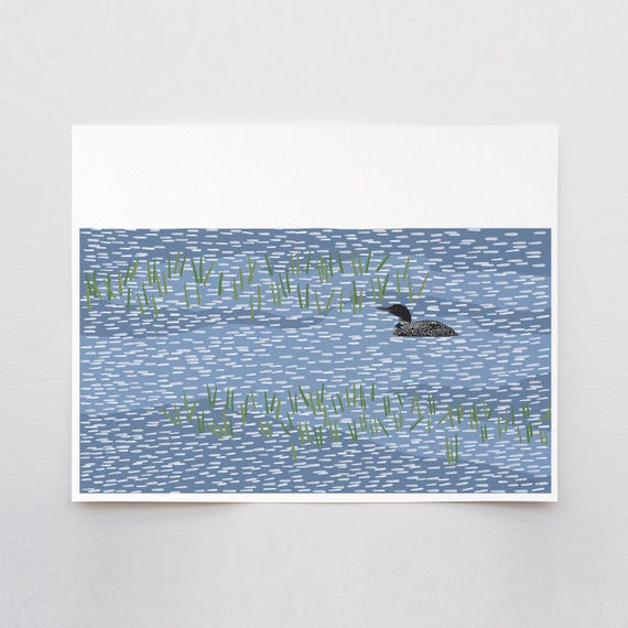 Loon in a Tidal Marsh Art Print - Signed and Printed by Jorey Hurley - Unframed or Framed - 250602