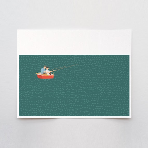 Lake Fishing Art Print - Signed and Printed by Jorey Hurley - Unframed or Framed - 240903