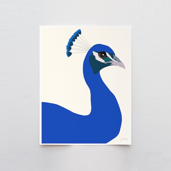 Blue Peacock Art Print - Signed and Printed by Jorey Hurley - Unframed or Framed - 120312