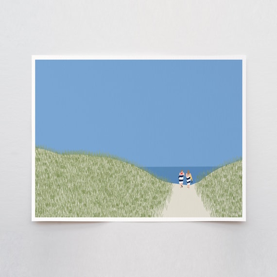 Walking through Beach Dunes Art Print - Signed and Printed by Jorey Hurley - Unframed or Framed - 250210