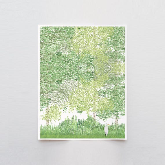 Egret in Marsh Art Print - Signed and Printed by Jorey Hurley - Unframed or Framed - 250215