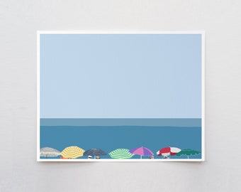 Beach Umbrellas Art Print - Signed and Printed by the Artist - Unframed or Framed - 210603