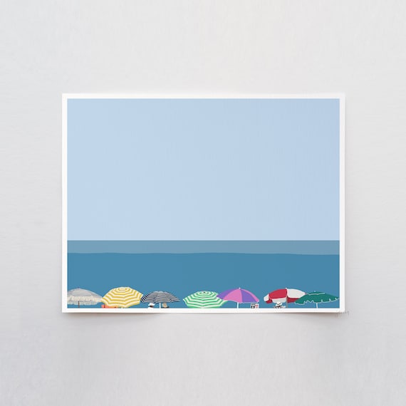 Beach Umbrellas Art Print - Signed and Printed by the Artist - Unframed or Framed - 210603