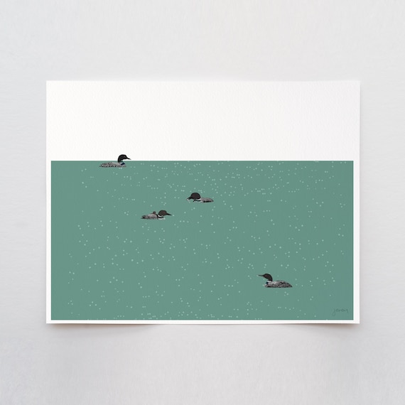 Loon Family Art Print - Signed and Printed by Jorey Hurley - Unframed or Framed - 241027
