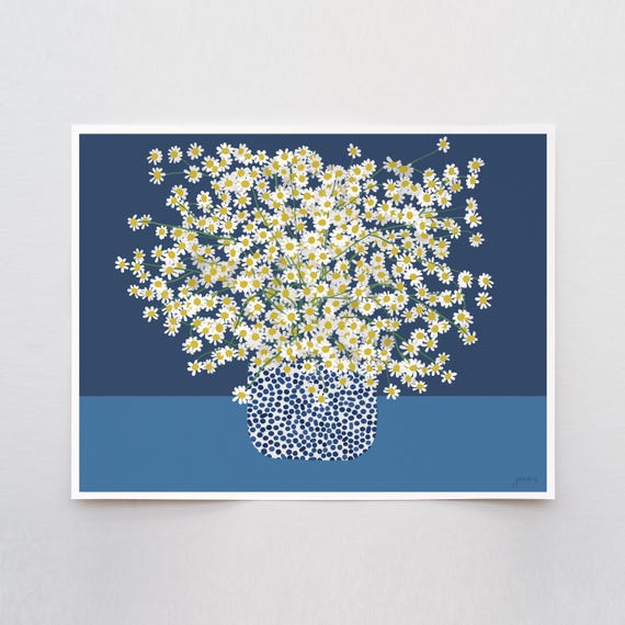 Chamomile Landscape Still Life Art Print - Signed and Printed by Jorey Hurley - Framed or Unframed - Botanical Home Decor - 250305