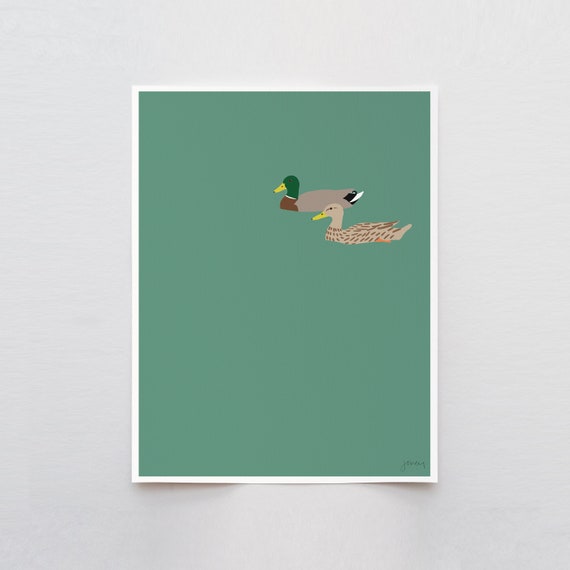 Two Ducks Art Print - Signed and Printed by Jorey Hurley - Unframed or Framed - 160109