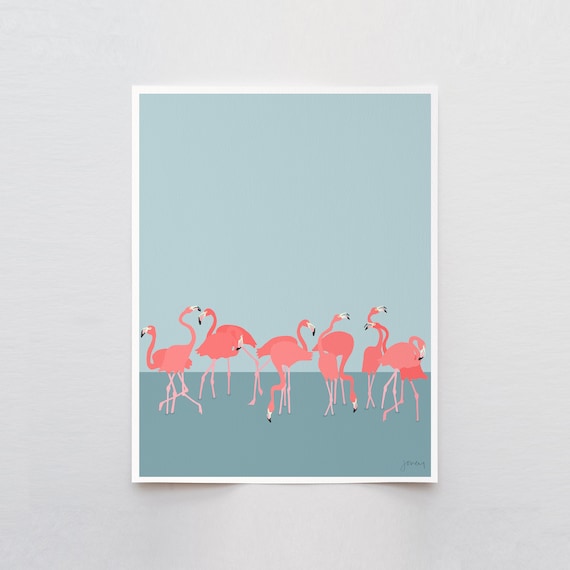 Flamboyance of Flamingos Art Print - Signed and Printed by Jorey Hurley - Unframed or Framed - 230309